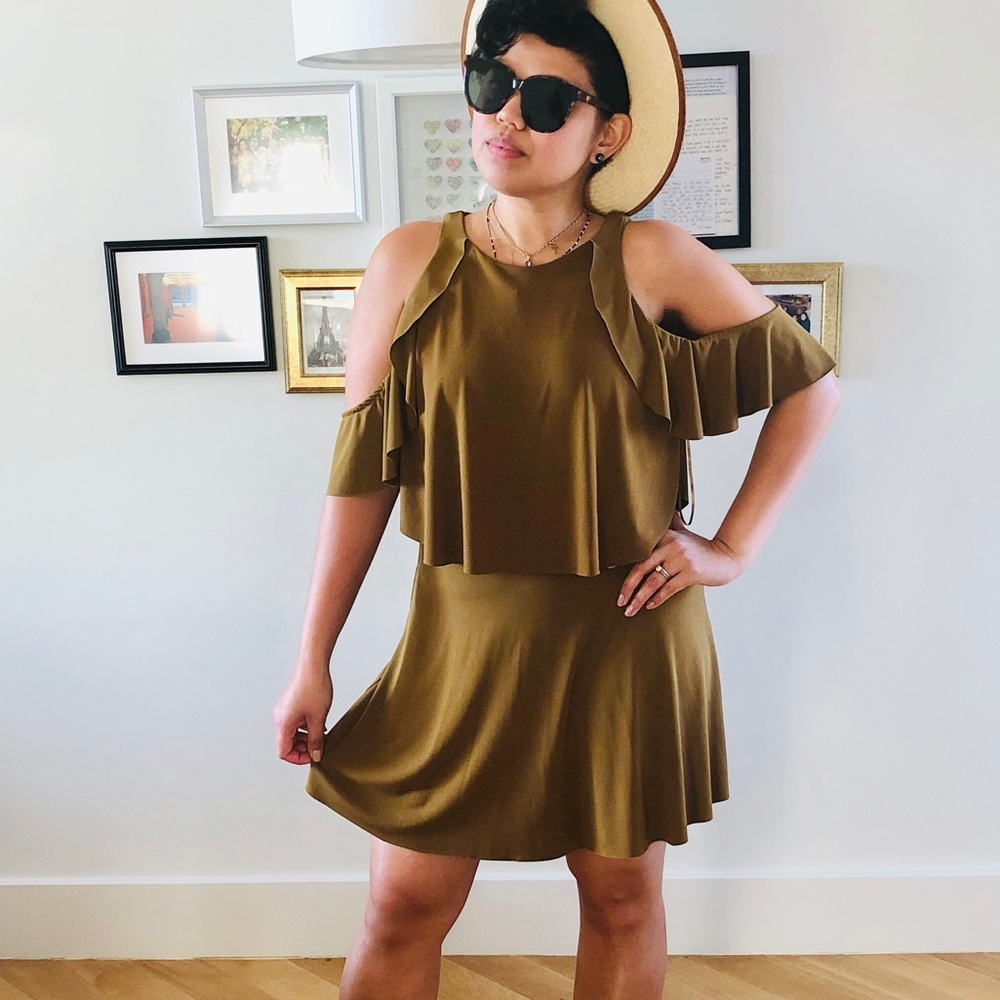Zara Mustard Off Shoulder Dress